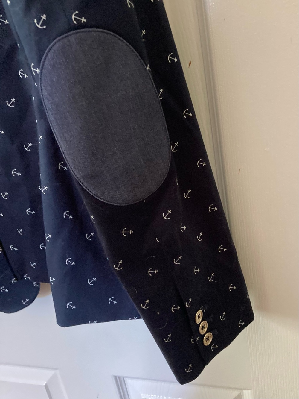 Tommy Hilfiger women’s nautical navy  blue blazer w/white anchor print, size M - Picture 10 of 13